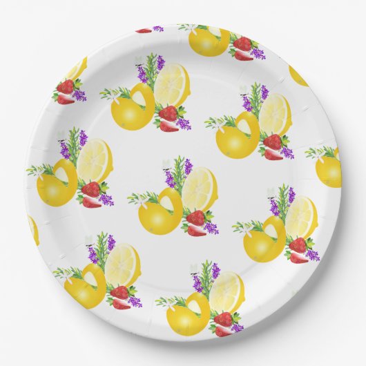 Citroen en aardbei papieren bordje (Voorkant)