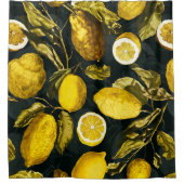 Citroen en blad patroon V Douchegordijn (Voorkant)