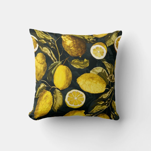 Citroen en blad patroon V Kussen (Voorkant)