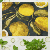 Citroen en blad patroon V Theedoek (Gevouwen)