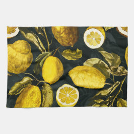 Citroen en blad patroon V Theedoek