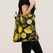 Citroen en blad patroon V Tote Bag (Dichtbij)