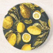 Citroen en blad patroon V Zandsteen Onderzetter (Voorkant)