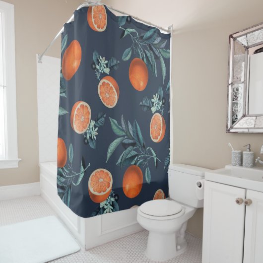 Citroen en blad patroon VI Douchegordijn (In situ)