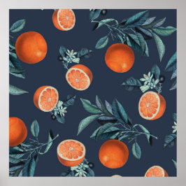 Citroen en blad patroon VI Poster