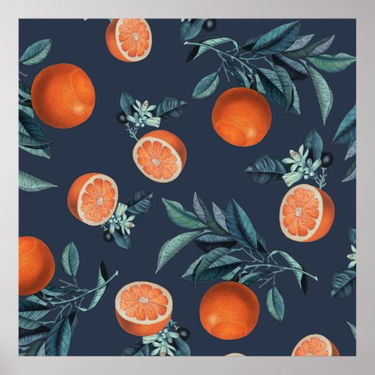 Citroen en blad patroon VI Poster (Voorkant)