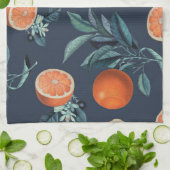 Citroen en blad patroon VI Theedoek (Gevouwen)