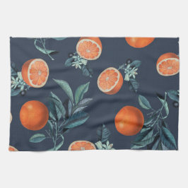 Citroen en blad patroon VI Theedoek