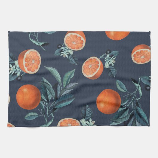 Citroen en blad patroon VI Theedoek (Horizontaal)