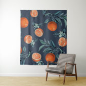 Citroen en blad patroon VI Wandkleed (In situ)