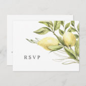 Citroen en bladeren chique bruiloft RSVP Briefkaart (Voorkant / Achterkant)