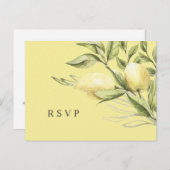 Citroen en bladeren Geel Bruiloft RSVP Briefkaart (Voorkant / Achterkant)
