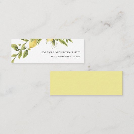 Citroen en bladeren Gele Bruiloft Website Mini Visitekaartje (Voorkant / Achterkant)