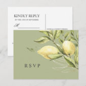 Citroen en bladeren Groene Bruiloft RSVP Briefkaart (Voorkant / Achterkant)