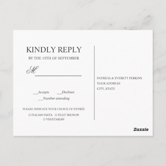 Citroen en bladeren Groene Bruiloft RSVP Briefkaart (Achterkant)