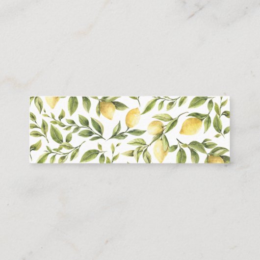 Citroen en bladeren Patroon Bruiloft Website Mini Visitekaartje (Achterkant)