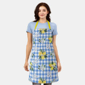 Citroen en Blauw Gingham Schort voor de Zomer (Gedragen)