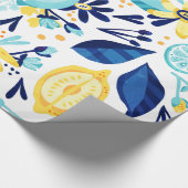 Citroen en bloemen cadeaupapier (Hoek)