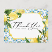 Citroen en Bloesems Mediterrane bruiloft Bedankt Briefkaart (Voorkant)