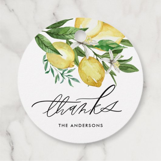 Citroen en bloesems zomer bruiloft dank u bedankjes labels (Achterkant)