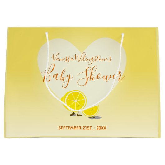 Citroen en Citroen Slice Baby shower Hart Geel Groot Cadeauzakje (Voorkant)