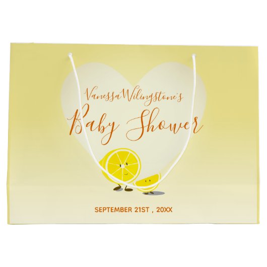 Citroen en Citroen Slice Baby shower Hart Geel Groot Cadeauzakje (Achterkant)