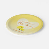 Citroen en Citroen Slice Baby shower Hart Geel Papieren Bordje (Gekanteld)