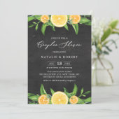 Citroen- en Clementijnschoolbord Koppel Bruisparty Kaart (Staand voorkant)