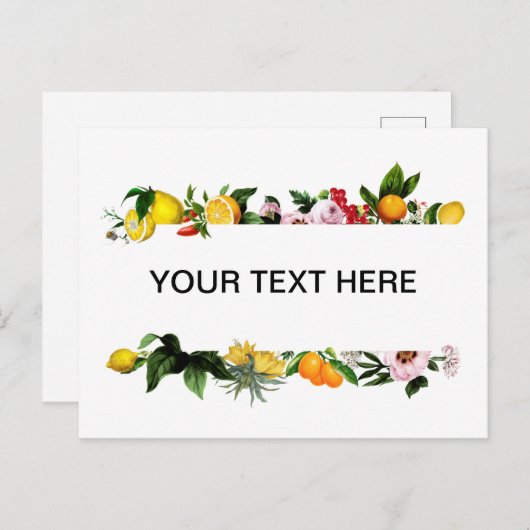 Citroen en fruit lijst aangepaste tekst briefkaart (Voorkant / Achterkant)