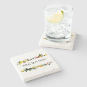 Citroen en fruit lijst aangepaste tekst stenen onderzetter (Zijkant)