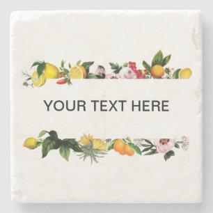 Citroen en fruit lijst aangepaste tekst stenen onderzetter