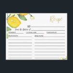 Citroen en gebladerte Vrijgezellenfeest Recept Kaa Briefkaart<br><div class="desc">Citroen en gebladerte Vrijgezellenfeest Recept Kaart Dit is een postkaart formaat citroenen en gebladerte vrijgezellenfeest recept kaart is een leuke manier om uw gasten doorgeven van hun favoriete recept aan u. Het ontwerp is voorzien van een citroenboomtak op de linkerbovenhoek van de kaart en een faux-gouden folie kalligrafiepost. De achterkant...</div>