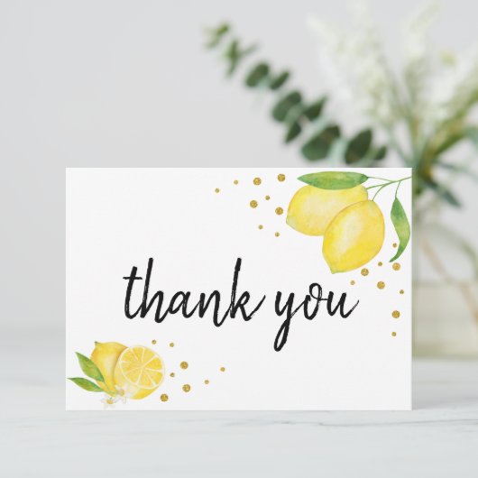 Citroen en Goud Bedankkaart (Staand voorkant)