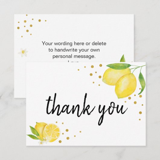 Citroen en Goud Bedankkaart (Voorkant / Achterkant)