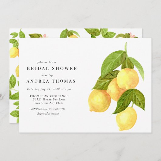 Citroen en groen | Botanisch Vrijgezellenfeest Kaart (Voorkant / Achterkant)