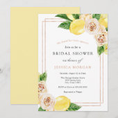 Citroen en groen bruids douche uitnodiging (Voorkant / Achterkant)
