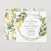 Citroen en groen krans Baby shower Invitation Kaart (Voorkant / Achterkant)