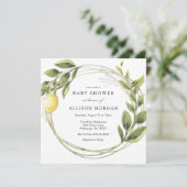 Citroen en groen krans Baby shower Invitation Kaart (Staand voorkant)