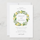 Citroen en groen krans QR Code bruiloft Kaart (Voorkant)