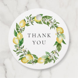 Citroen en groene krans bruiloft dank u bedankjes labels