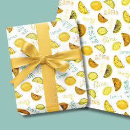 Citroen en limoen fruit patroon inpakpapier vel