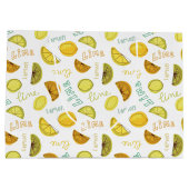 Citroen en Limoen Fruit Pattern Groot Cadeauzakje (Achterkant)