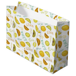 Citroen en Limoen Fruit Pattern Groot Cadeauzakje