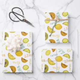 Citroen en Limoen Fruit Pattern Inpakpapier Vel