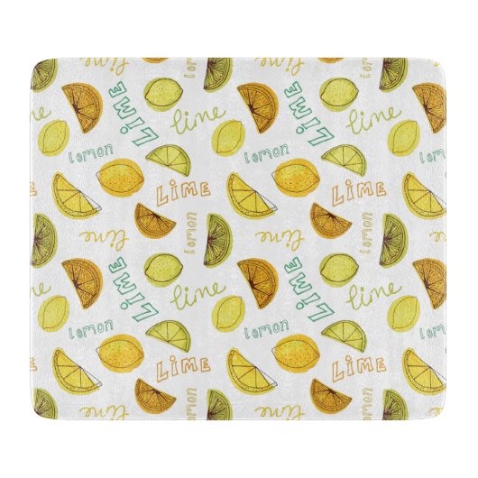 Citroen en Limoen Fruit Pattern Snijplank (Voorkant)