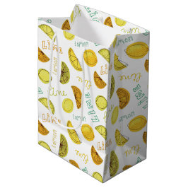 Citroen en limoen fruitpatroon medium cadeauzakje