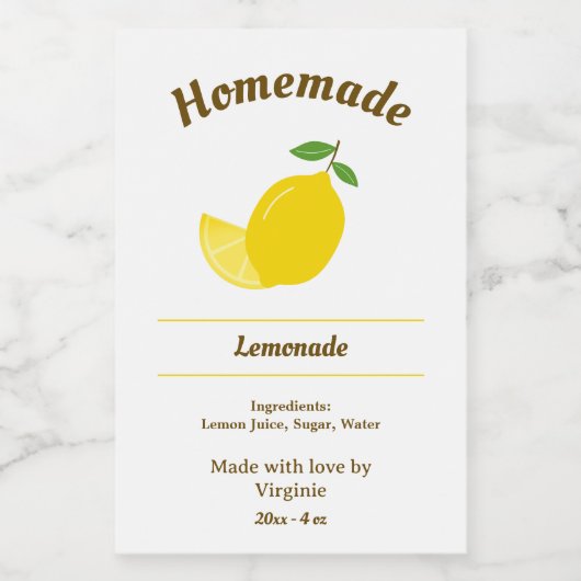 Citroen en limonade flesetiket Sticker (Enkel label)