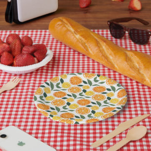 Citroen en Oranje Citrus Pattern Papieren Bordje