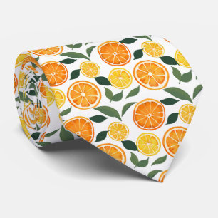 Citroen en Oranje Citrus Pattern Stropdas