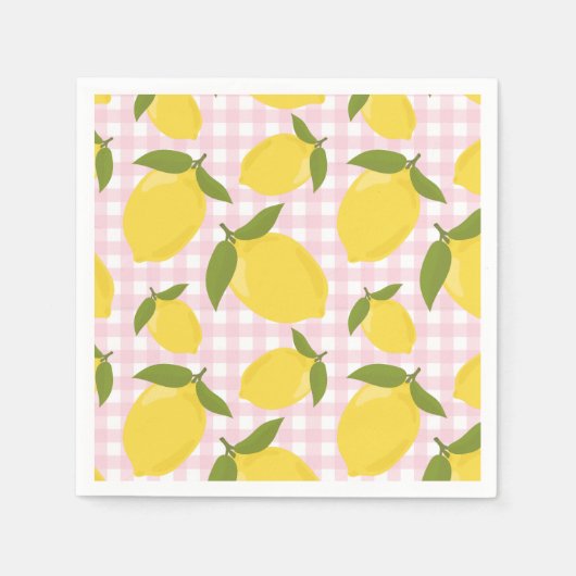 Citroen en Roze Gingham Servet (Voorkant)